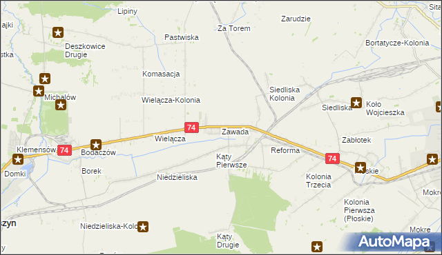 mapa Zawada gmina Zamość, Zawada gmina Zamość na mapie Targeo