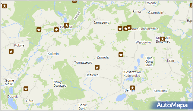 mapa Zawada gmina Zblewo, Zawada gmina Zblewo na mapie Targeo