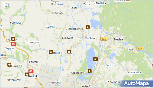 mapa Zawada Książęca, Zawada Książęca na mapie Targeo