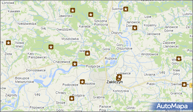 mapa Zawada Lanckorońska, Zawada Lanckorońska na mapie Targeo