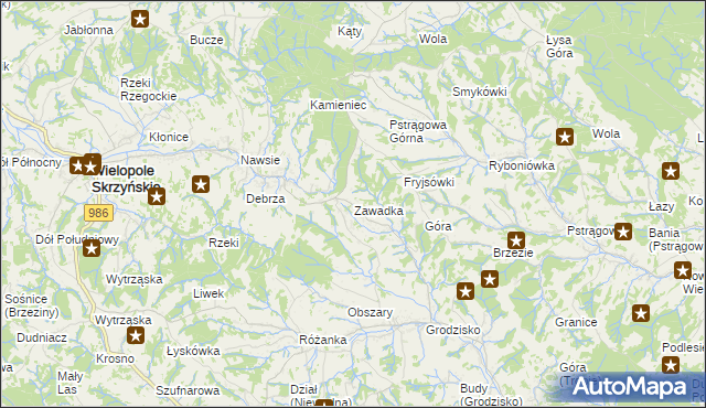 mapa Zawadka gmina Strzyżów, Zawadka gmina Strzyżów na mapie Targeo