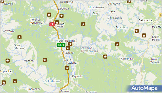 mapa Zawadka Rymanowska, Zawadka Rymanowska na mapie Targeo