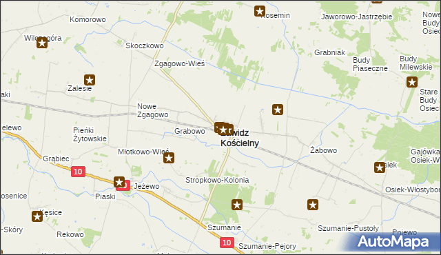 mapa Zawidz Kościelny, Zawidz Kościelny na mapie Targeo