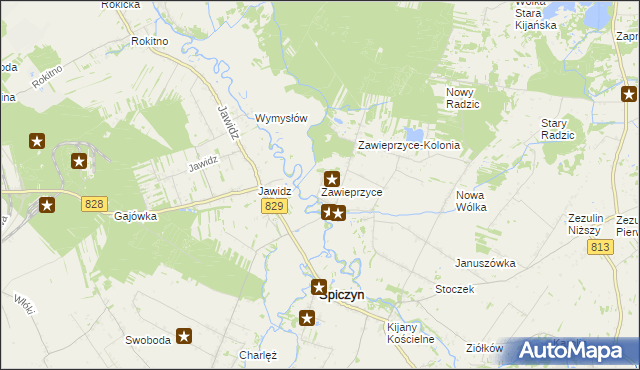 mapa Zawieprzyce, Zawieprzyce na mapie Targeo