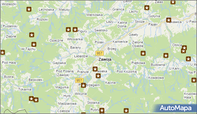 mapa Zawoja, Zawoja na mapie Targeo