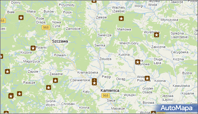 mapa Zbludza, Zbludza na mapie Targeo