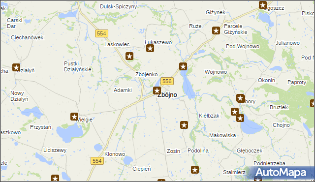 mapa Zbójno powiat golubsko-dobrzyński, Zbójno powiat golubsko-dobrzyński na mapie Targeo