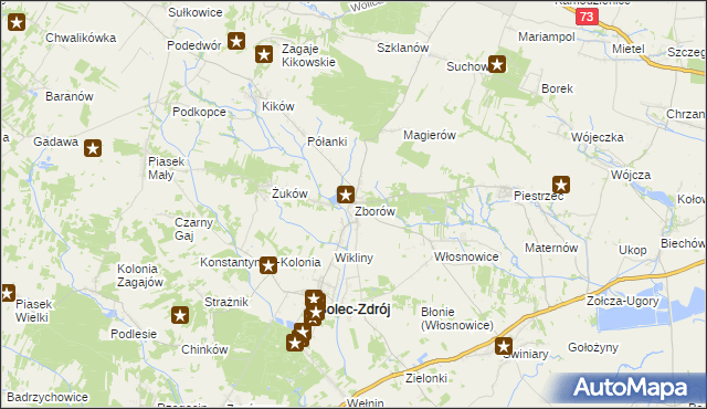 mapa Zborów gmina Solec-Zdrój, Zborów gmina Solec-Zdrój na mapie Targeo