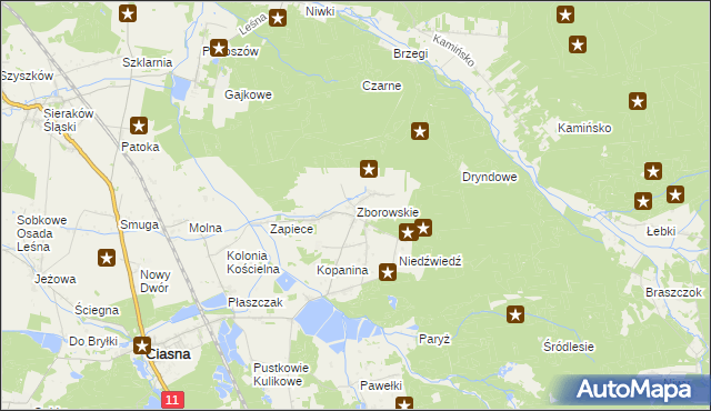 mapa Zborowskie gmina Ciasna, Zborowskie gmina Ciasna na mapie Targeo