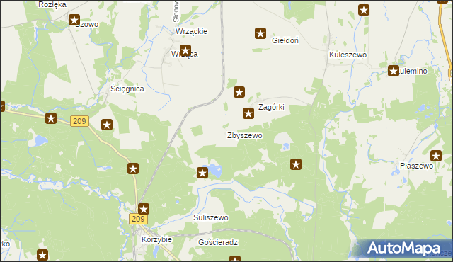 mapa Zbyszewo gmina Kobylnica, Zbyszewo gmina Kobylnica na mapie Targeo