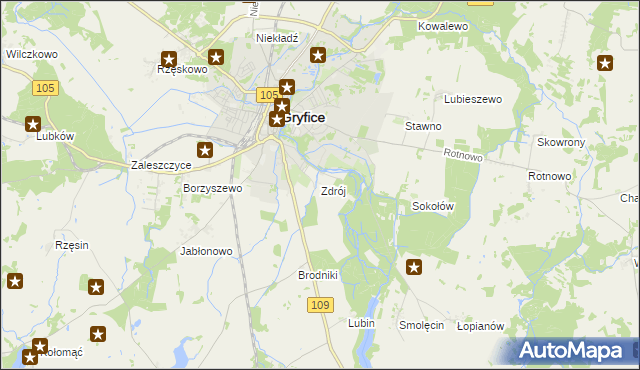 mapa Zdrój gmina Gryfice, Zdrój gmina Gryfice na mapie Targeo
