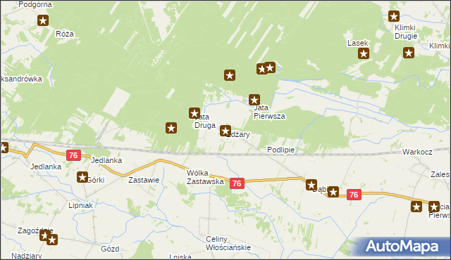 mapa Żdżary gmina Łuków, Żdżary gmina Łuków na mapie Targeo