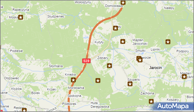mapa Zdziary gmina Jarocin, Zdziary gmina Jarocin na mapie Targeo