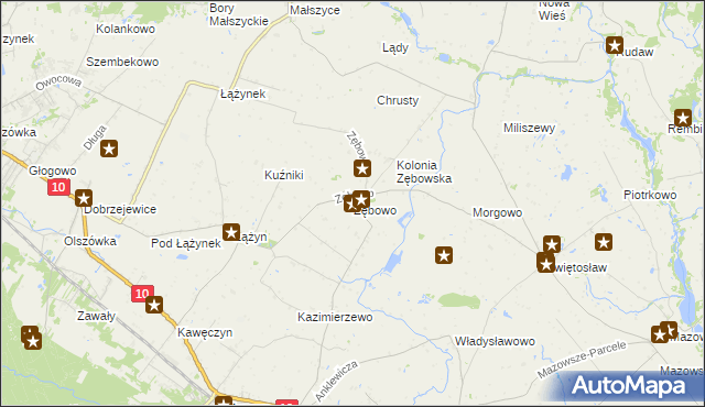 mapa Zębowo gmina Obrowo, Zębowo gmina Obrowo na mapie Targeo