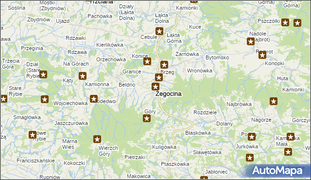 mapa Żegocina, Żegocina na mapie Targeo