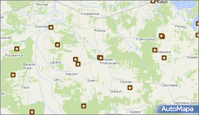 mapa Żeliszew Podkościelny, Żeliszew Podkościelny na mapie Targeo