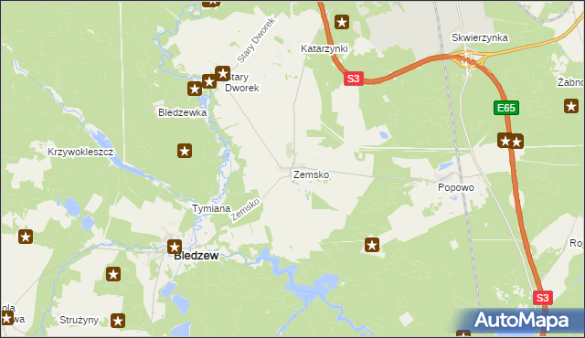 mapa Zemsko gmina Bledzew, Zemsko gmina Bledzew na mapie Targeo
