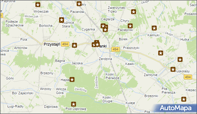 mapa Żerdzina, Żerdzina na mapie Targeo