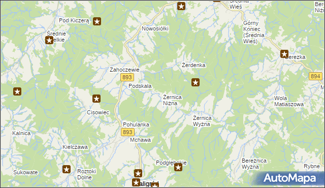 mapa Żernica Niżna, Żernica Niżna na mapie Targeo