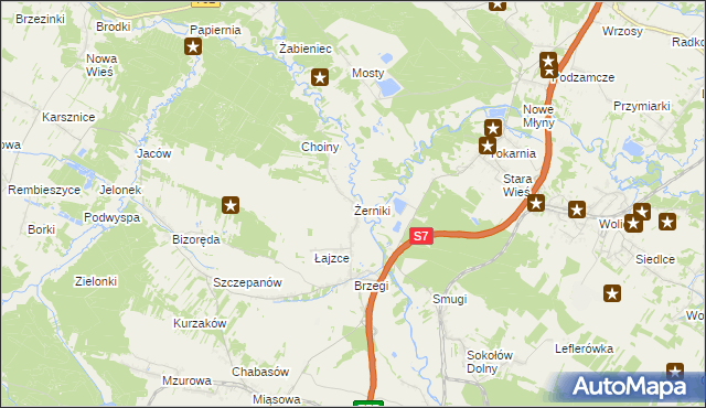 mapa Żerniki gmina Sobków, Żerniki gmina Sobków na mapie Targeo