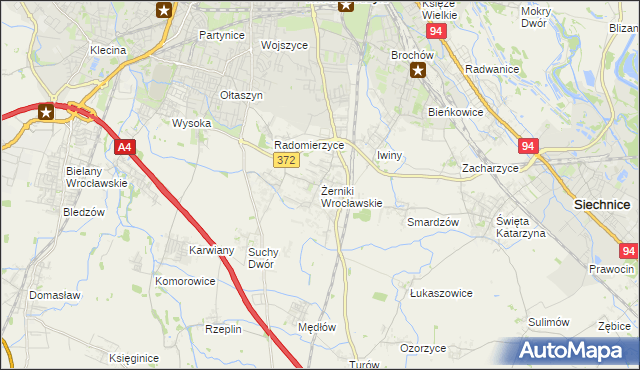 mapa Żerniki Wrocławskie, Żerniki Wrocławskie na mapie Targeo