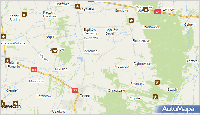 mapa Żeronice Kolonia, Żeronice Kolonia na mapie Targeo