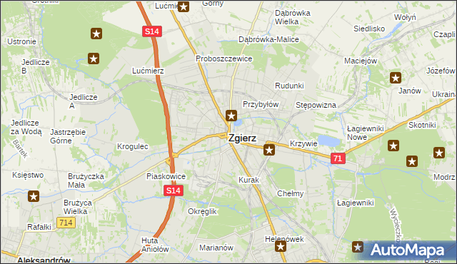 mapa Zgierz, Zgierz na mapie Targeo
