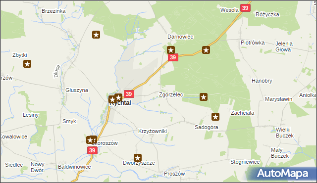 mapa Zgorzelec gmina Rychtal, Zgorzelec gmina Rychtal na mapie Targeo