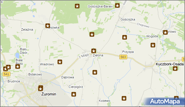 mapa Zielona gmina Kuczbork-Osada, Zielona gmina Kuczbork-Osada na mapie Targeo