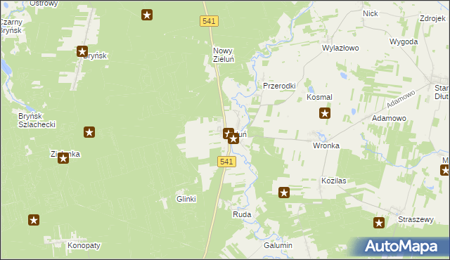 mapa Zieluń, Zieluń na mapie Targeo