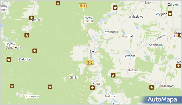 mapa Zieluń-Osada, Zieluń-Osada na mapie Targeo