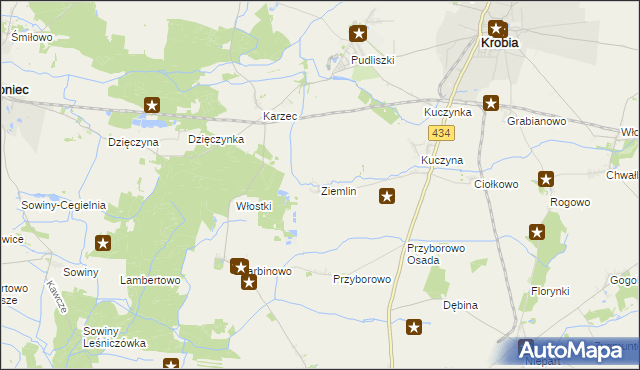 mapa Ziemlin, Ziemlin na mapie Targeo