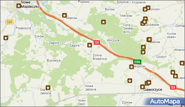 mapa Zimna Brzeźnica, Zimna Brzeźnica na mapie Targeo