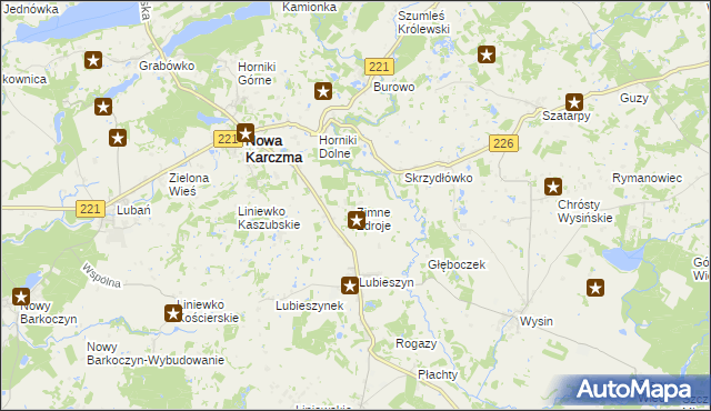 mapa Zimne Zdroje gmina Nowa Karczma, Zimne Zdroje gmina Nowa Karczma na mapie Targeo