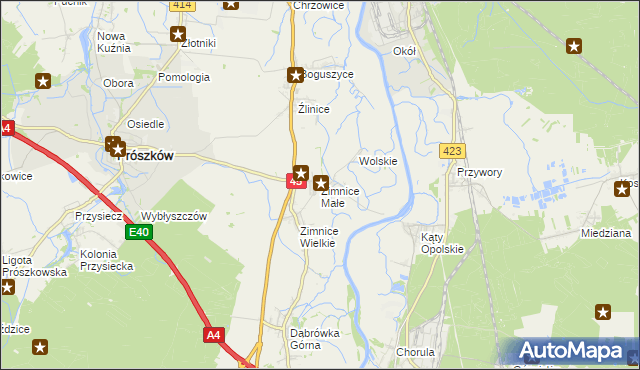 mapa Zimnice Małe, Zimnice Małe na mapie Targeo