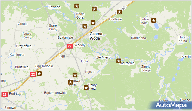 mapa Złe Mięso, Złe Mięso na mapie Targeo