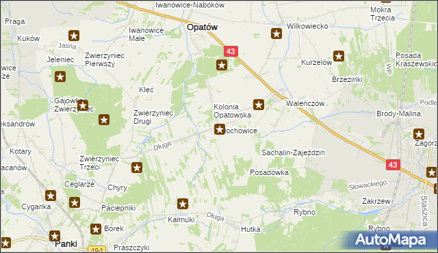 mapa Złochowice, Złochowice na mapie Targeo