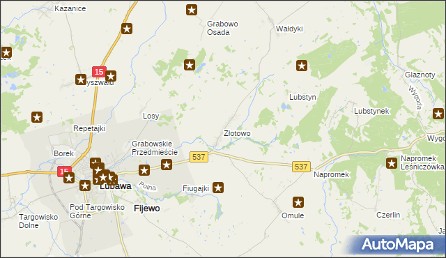 mapa Złotowo gmina Lubawa, Złotowo gmina Lubawa na mapie Targeo