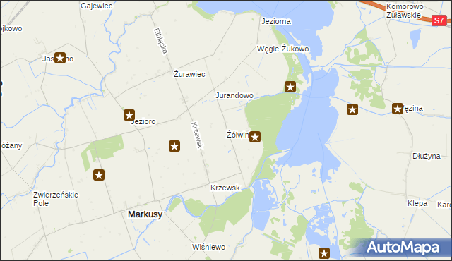 mapa Żółwiniec gmina Markusy, Żółwiniec gmina Markusy na mapie Targeo