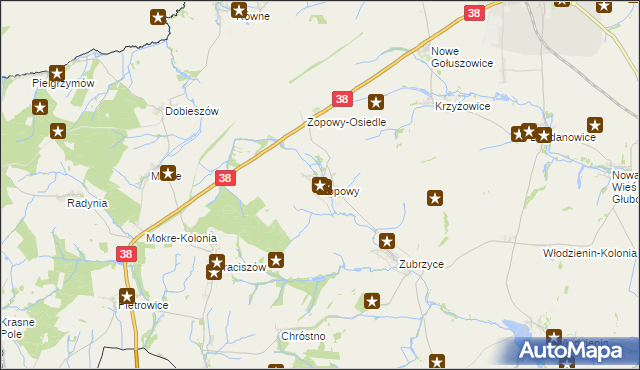 mapa Zopowy, Zopowy na mapie Targeo