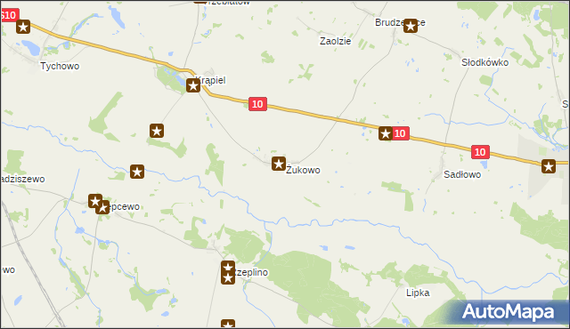 mapa Żukowo gmina Suchań, Żukowo gmina Suchań na mapie Targeo