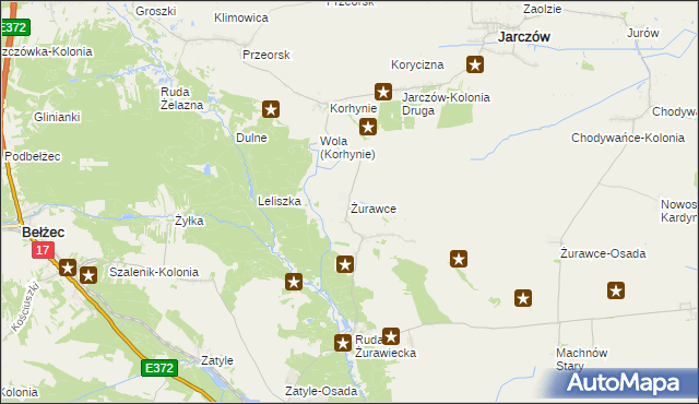 mapa Żurawce, Żurawce na mapie Targeo