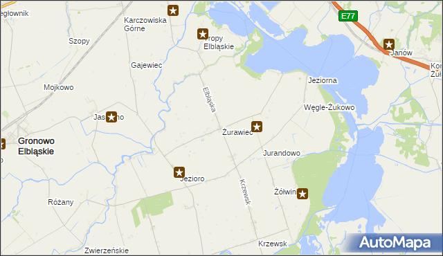 mapa Żurawiec gmina Markusy, Żurawiec gmina Markusy na mapie Targeo