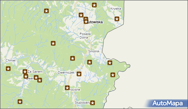 mapa Żurawin gmina Lutowiska, Żurawin gmina Lutowiska na mapie Targeo