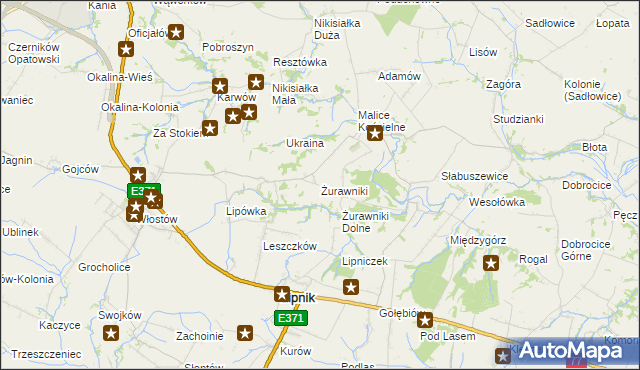 mapa Żurawniki gmina Lipnik, Żurawniki gmina Lipnik na mapie Targeo