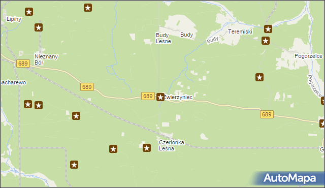 mapa Zwierzyniec gmina Białowieża, Zwierzyniec gmina Białowieża na mapie Targeo