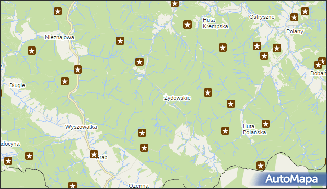 mapa Żydowskie gmina Krempna, Żydowskie gmina Krempna na mapie Targeo