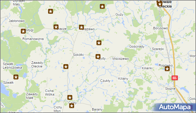 mapa Żydy gmina Kowale Oleckie, Żydy gmina Kowale Oleckie na mapie Targeo