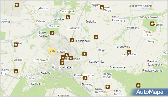 mapa Zygmuntów gmina Koluszki, Zygmuntów gmina Koluszki na mapie Targeo
