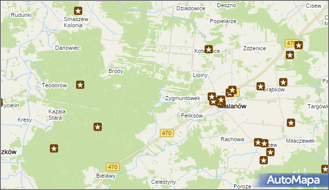 mapa Zygmuntówek gmina Malanów, Zygmuntówek gmina Malanów na mapie Targeo